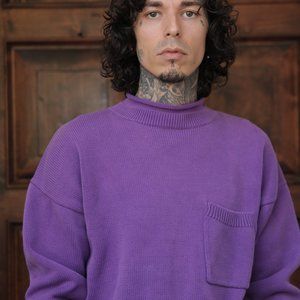 Icons-Only Single Breasted Purp Sweater